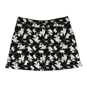 Tranquility Skort Skirt Med Black White Floral Stretch Tennis Pickleball Yoga